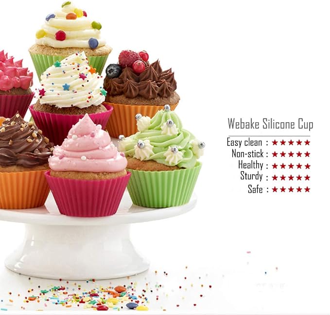 Webake Silicone Cupcake Baking Cups Muffin Liners Reusable Silicon Muffin Tin - Image 4
