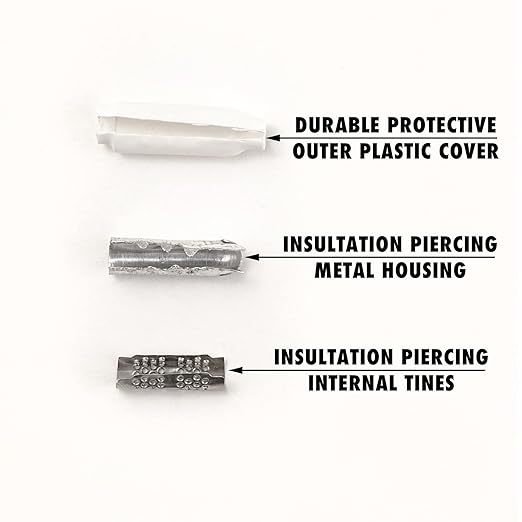 1000 pcs Waterproof Wire B Connectors AWG 22–26 Gauge Splice Terminals for Low Voltage DC Wiring Outdoor Gel-Filled Waterproof (Blue) and Indoor Dry Butt Non-Gel (White) for Security, Alarm