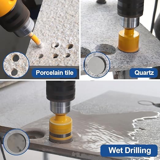 HIGHDRIL 11Pcs Diamond Hole Saw Kit - 1/4", 5/16", 3/8", 4/5", 1", 1-1/8", 1-1/4", 1-3/8", 1-3/4", 2", 2-1/2" Drill Bits for Tile Porcelain Ceramic Granite Marble