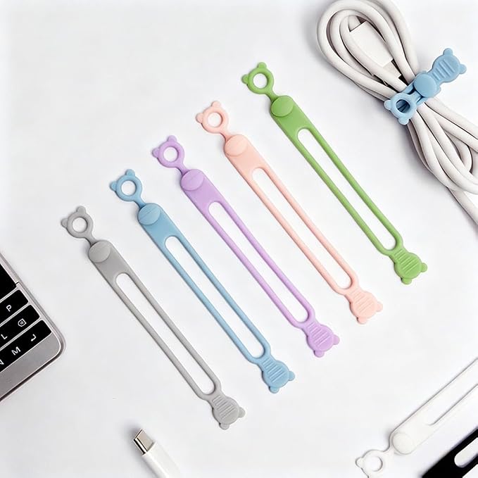 20Pcs Silicone Cable Ties, Reusable Cord management Organizer, High-elasticity - Image 2