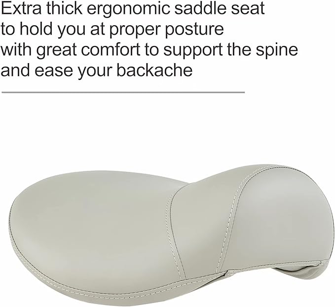 Grace&Grace Ergonomic Rolling Saddle Stool Chair with Wheels Adjustable Swivel Stool with Back and Footrest Heavy Duty for Esthetician, Artist, Dental, Medical, Spa, Salon, Cutting, Home Office