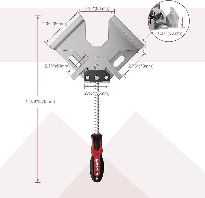 WETOLS Corner Clamp for Woodworking 2PCS 90 Degree Right Angle Clamp with Adjustable Aluminum Alloy Swing Jaw, Single Handle Clamps for Woodworking, Photo Framing, Gifts for Men Dad