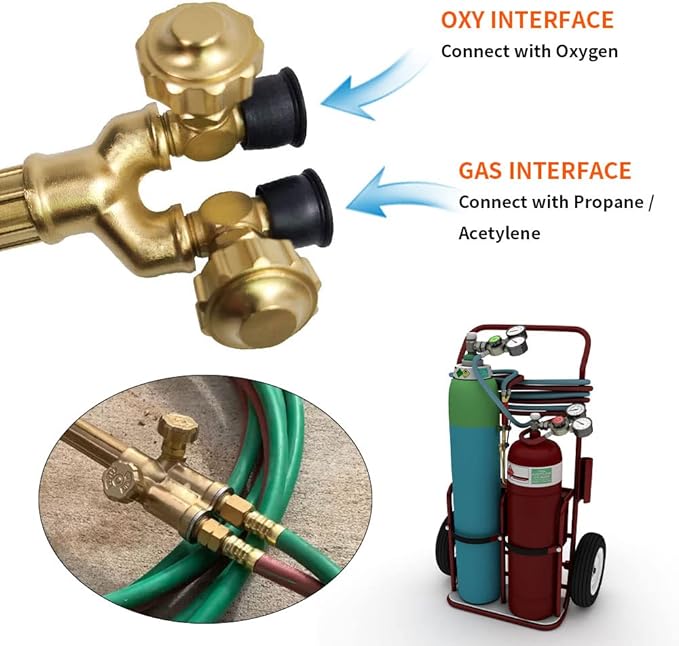 TOAUTO Heavy Duty Cutting Torch, Oxygen Propane Acetylene Welding Torch Flame Torch Handle & Cutting Attachment with Propane Tip