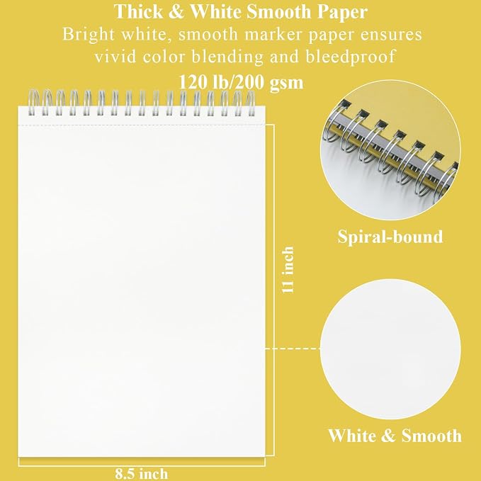 Fuxi Marker Pad Sketchbook 8.5 x 11, 60 Sheets Marker Paper Pad, 120lb/200gsm - Image 2