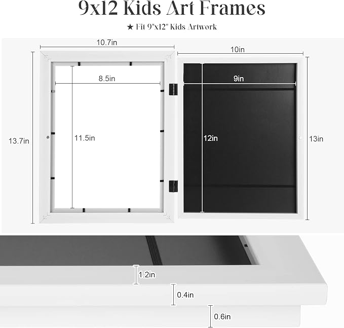 Kids Art Frames, 9x12 Front Opening Kids Artwork Frames Changeable, Holds 50 Pcs - Image 3