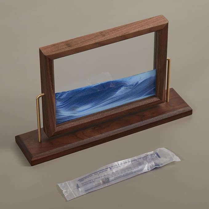 Solid Wood Oasis Mini Art Liquid Motion 360-Degree Rotation, Made of Black - Image 2