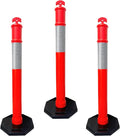 CJ Safety 44" inch Orange PE Delineator Post Cone, Heavy Duty Recycled Rubber Base, 10" Reflective Band, Pipe Insulation, Safety cones, Traffic cones for No Parking (Set of 3 Pack)