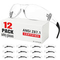 ANSI Z87.1 Clear Safety Glasses12 pack, Safety Glasses for men and women bulk, Scratch&Impact-Resistant construction safety glasses, for lab & in-/outdoor work