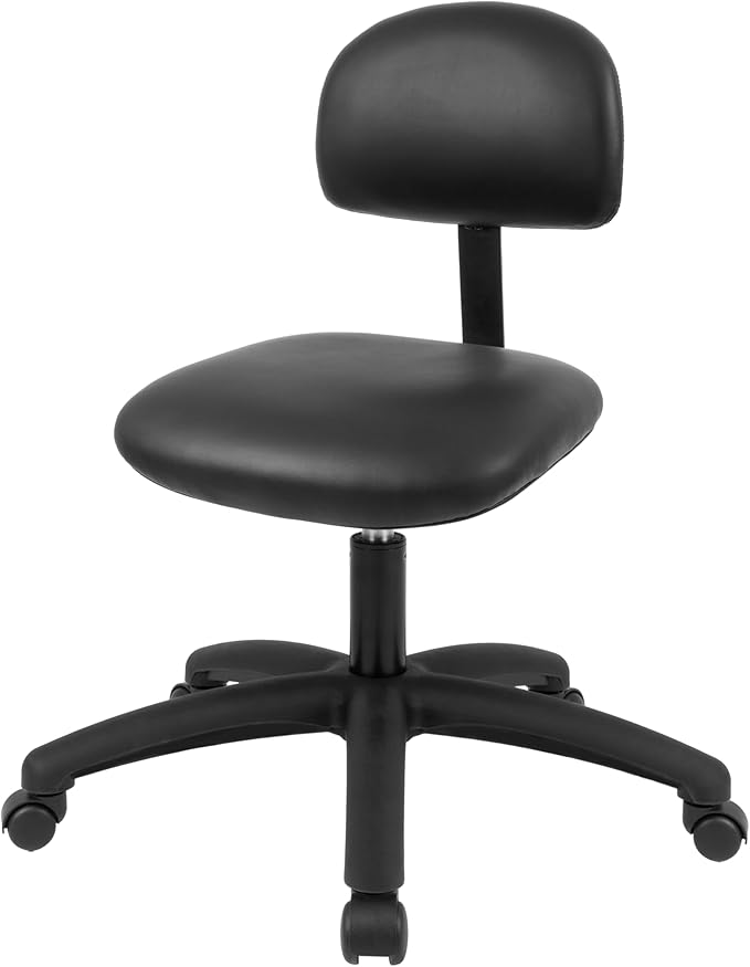 Chair Master FSS Series Square seat Low (17"-22") seat Height Chair. Vinyl-for Office, Garage, Desk, Shop, Computer, Doctor, Medical, Easy to Clean! NO Footring (Black, Low, _Standard Casters)