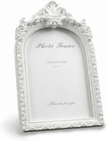 Cuspin 5x7 Picture Frame White Arched Frames, Vintage Ornate Resin Photo Frame by Cuspin