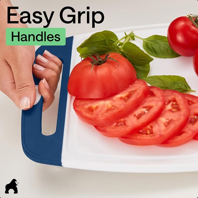 GORILLA GRIP BPA-Free Reversible Kitchen Cutting Board Set of 3, US Designed - Image 8
