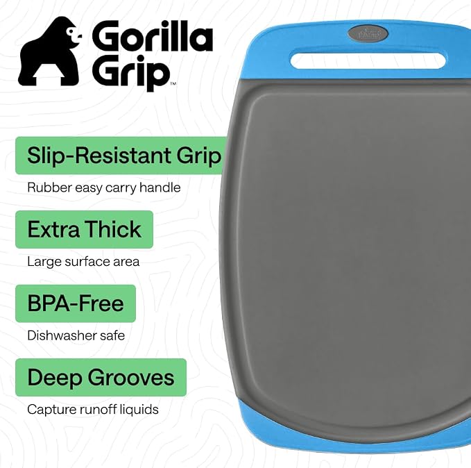 GORILLA GRIP BPA-Free Reversible Kitchen Cutting Board Set of 3, US Designed - Image 2