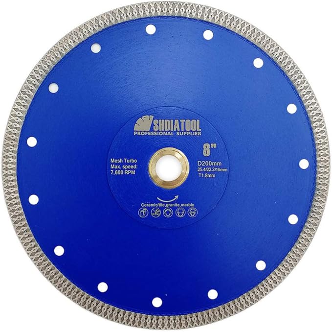 SHDIATOOL Diamond Saw Blade 8 Inch Cutting Disc Porcelain Tile Ceramic Granite Marble Brick