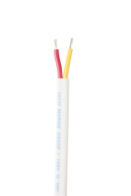 Ancor Marine Grade Products 124725 Safety Duplex Cable, 16/2 AWG (2 x 1mm2), Flat - 250ft, Red/Yellow