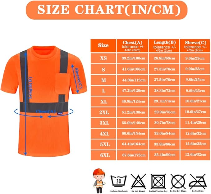 AYKRM Safety T Shirt Reflective High Visibility hi vis Long Sleeve T Shirt (XS-6XL)