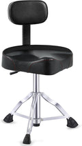 Sintuff Drum Throne with Backrest, Heavy Duty Adjustable Padded Hydraulic Drum Chair, Motorcycle Height Stool with Stable Bass Memory Foam Seat for Adult Drummers Guitar Players(Black,Classic)