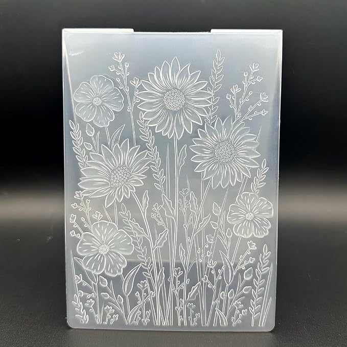 3D Plastic Embossing Folder Template Sunflowers and Flowers Texture 5x7 Inch - Image 4