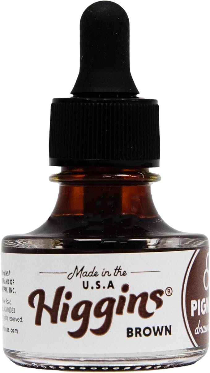 Higgins Brown Pigmented Drawing Ink by Higgins
