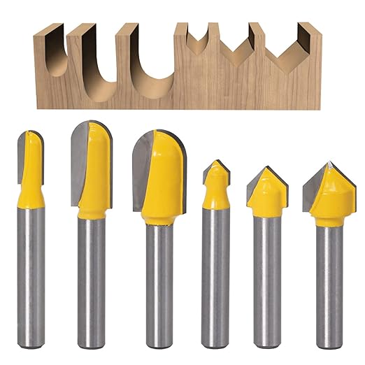 6PCS 1/4 Shank Carbide Rounf Nose Bit 90 Degree V-Groove Bit Suit 3D CNC Signmaking Lettering Engraving Router planing Head Wood Cutter Woodworking Tools Carving Cutting Tool