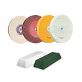 6'' Hard Wool Felt Buffing Wheel Set Nylon Fiber Flap Disc Polish Grinding Wheel Cotton Buffing Wheels for Bench Grinder for Metal, Jewelry, Wood Polishing Rust Removal, with 2 Polishing Compound