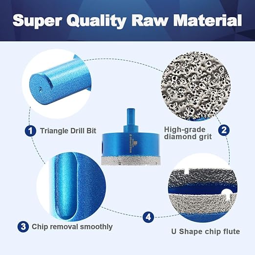 Dry Diamond Core Drill Bit,BRSCHNITT 90mm Diamond Hole Saw Core Drill Bit with Triangle Shank for Porcelain Tile Ceramic Stone Granite Marble（2pcs）