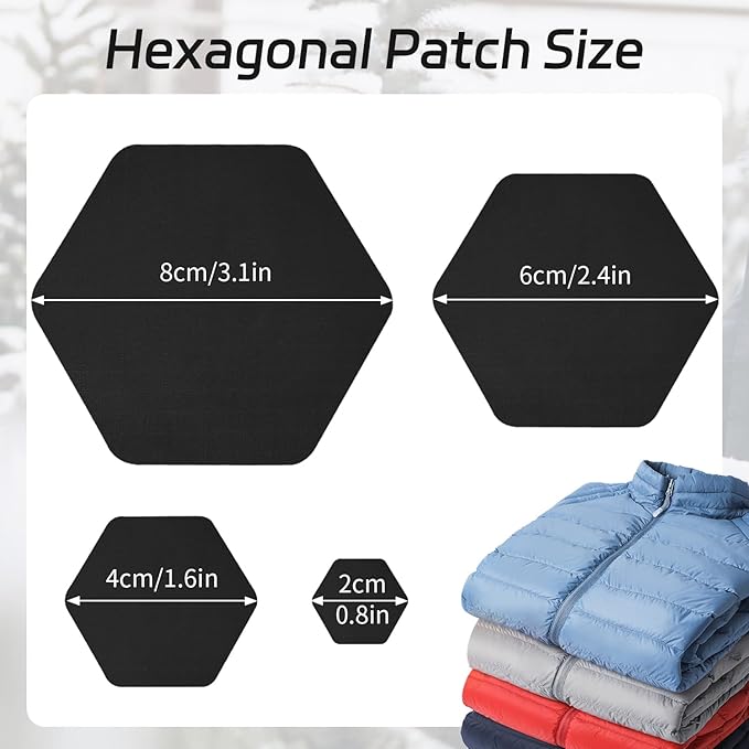 J.CARP 16PCS Nylon Repair Patches, Self Adhesive & Waterproof Patches, Nylon Repair Patches for Down Jacket, Clothing, Holes, Tents, Sleeping Bags, Umbrella, Etc(Black)