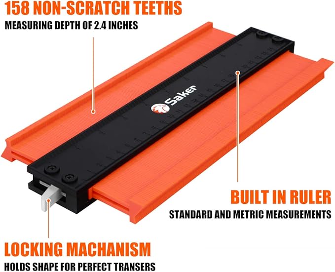 Saker Contour Gauge (10 Inch Christmas Packaging) Profile Tool- Adjustable Lock