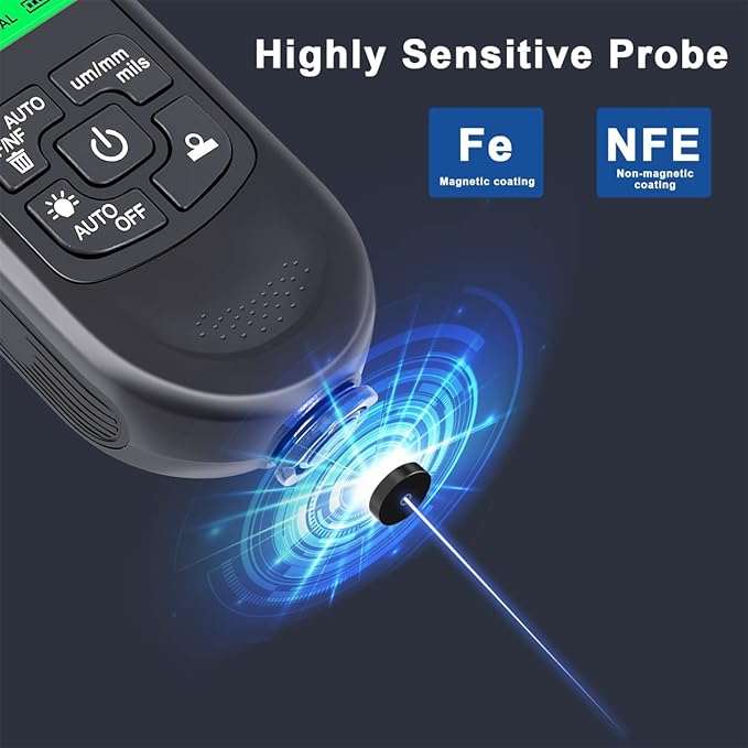 Paint Thickness Gauge Meter Fe/NFe Probe Coating Thickness Gauge Professional Multifunctional Car Paint Depth Gauge Test Precise HW-300PRO for Car Automatic Detection(black) (black)