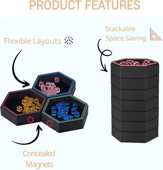 Magnetic Board Game Storage Trays, Hexagonal Modular Organizer, Flexibility - Image 3