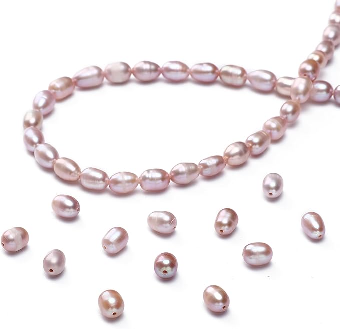 Natural Pearl Beads Rice 5-6mm Purple Freshwater Cultured Loose Gemstone Beads for DIY Jewelry Making 13.8''/Strand HQ