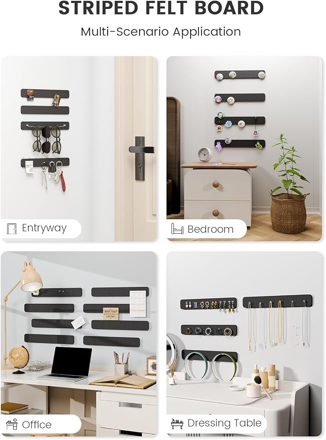 Fluxynara Cork Board Alternative Felt Strip Board 8-Pack 13"x2", Office Pin - Image 6