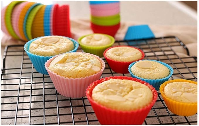 Reusable Silicone Cupcake Baking Cups 24 Pack, 2.75 inch Cups, & Non-stick - Image 4