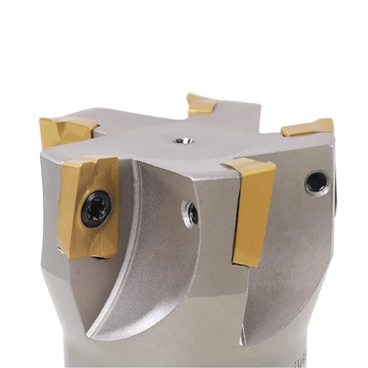 R8 Shank Indexable 1-1/2" End Mill, 1-1/2" Diameter 90 Degree High Speed Milling Cutter with Replaceable Carbide Insert
