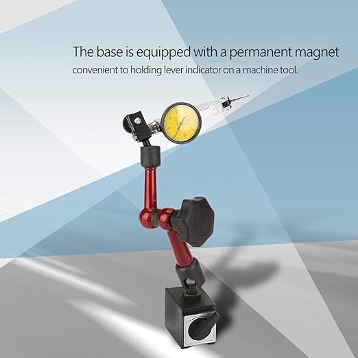 Dial Indicator Magnetic Base Holder Kit, Strong On/Off Switch Magnet Stand with Fine Adjustment and Flexible Arm for Lever Test Indicator
