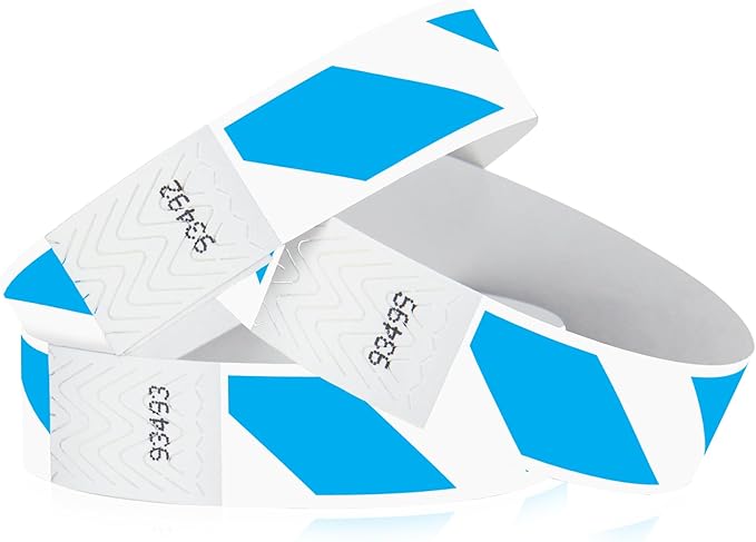 500 WristCo Blue Stripes Tyvek Wristbands for Events - Comfortable Tear Resistant Paper Bracelets ID Wrist Bands for Concerts Festivals Admission Party Identification