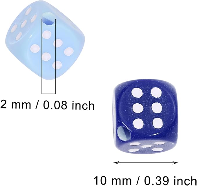 Tupalizy 10mm Acrylic Dice Beads Small 6 Sided Dice Charms - Image 2