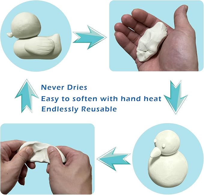ReArt Non-Drying Oil-Based Modeling Clay 2.6 Pounds, Non Hardening Reusable Non - Image 3