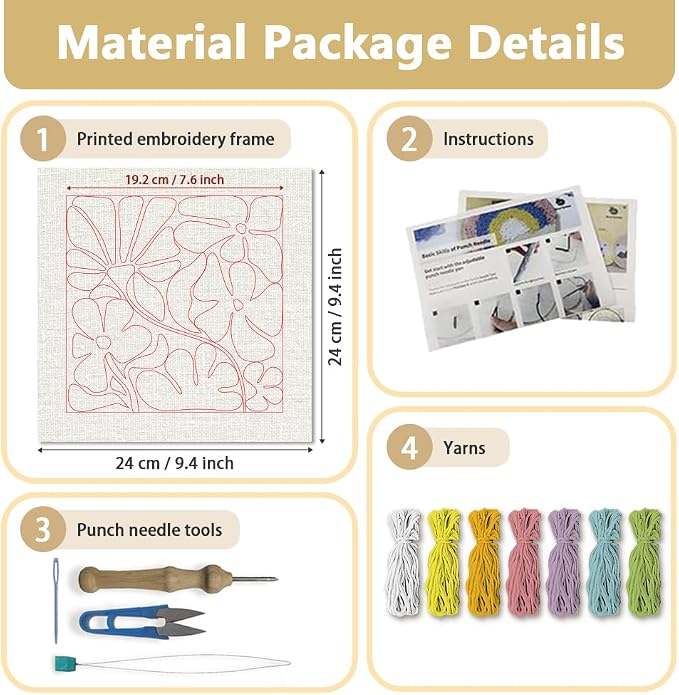 Doodlream Large Flower DIY Punch Needle Embroidery Kit - Image 2