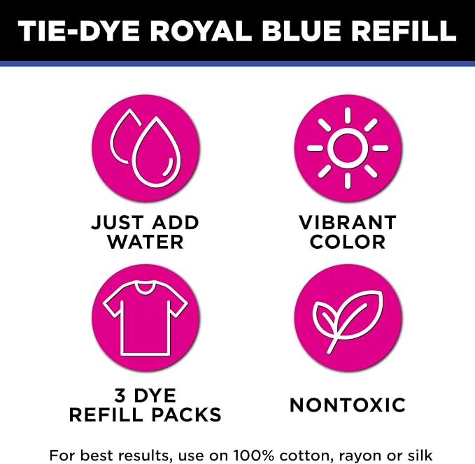 Tulip One-Step Tie-Dye Kit, 3 Fabric Dye Refill Packs, Royal Blue - Image 3