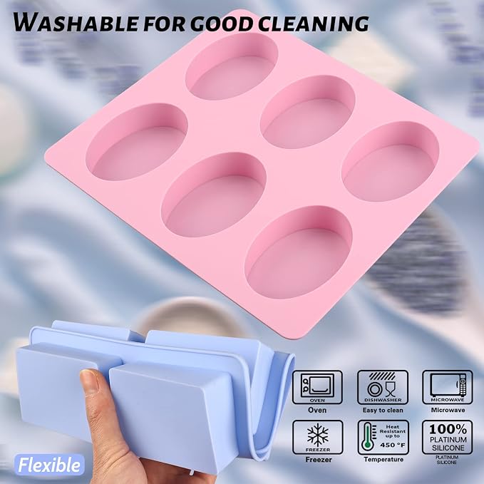 Sakolla 2 Pack 6 Cavity Silicone Soap Molds Rectangle Oval Silicone Molds Loaf - Image 4