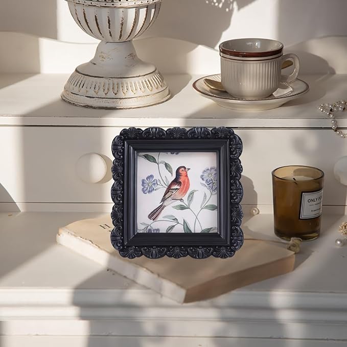 Vintage Picture Frames 3x3 Square Black Antique Picture Frames - Image 3