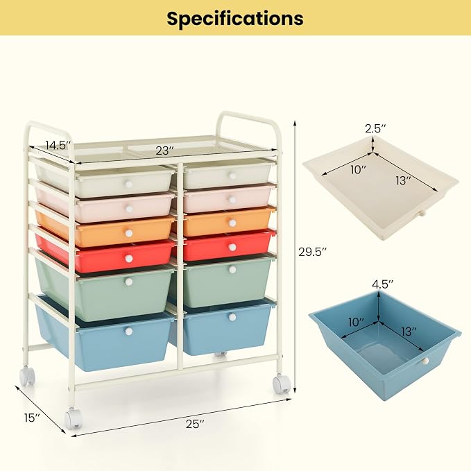 BECOMFORT 12-Drawer Rolling Cart - Image 3