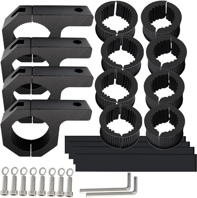 Universal Bull Bar Clamp Mounting Kit-4PCS Heavy Duty LED Light Bar Brackets for 1.38"/1.5"/1.57"/1.77"/1.97" Tubes, Fits Roof Roll Cage, Bumper, Off-Road Driving Lights