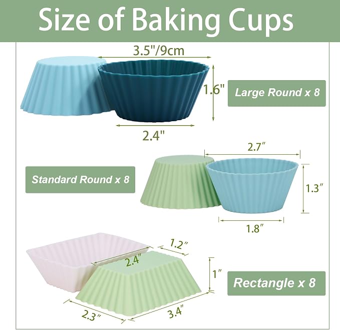 24Pack Silicone Muffin Cups, Reusable Cupcake Liners Molds - Image 6