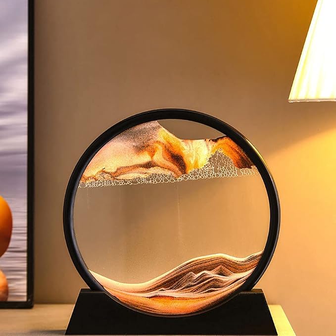 rysnwsu 3D Dynamic Sand Art Liquid Motion, Moving Sand Art Picture Round Glass - Image 3