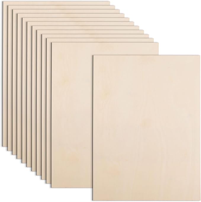 AWIZOM 12 Pack Basswood Sheets for Crafts-12 x 16 x 1/8 Inch- 3mm Thick Plywood by AWIZOM