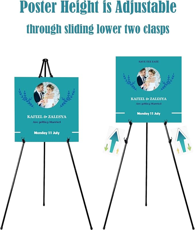 JIUYE 63" Instant Easels Stand for Wedding Sign & Posters, Adjustable Metal - Image 6