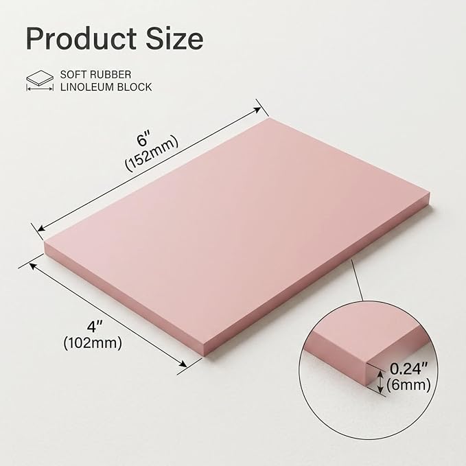 6 Pack Linoleum Blocks for Printmaking, 4x6 Inch Soft Rubber Carving Blocks for - Image 3