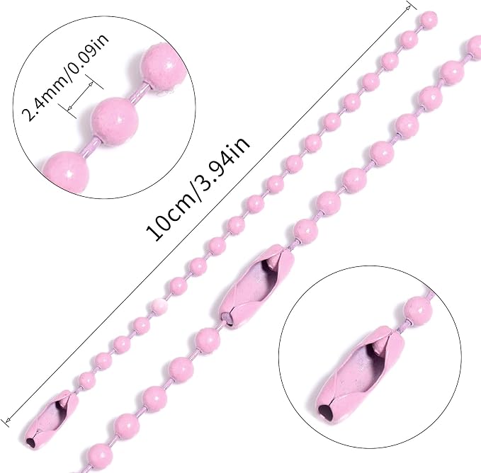 Lemonkey 100Pcs Ball Beads Chains Bulk, 4 Inch Dog Tag Metal Small Chains - Image 2