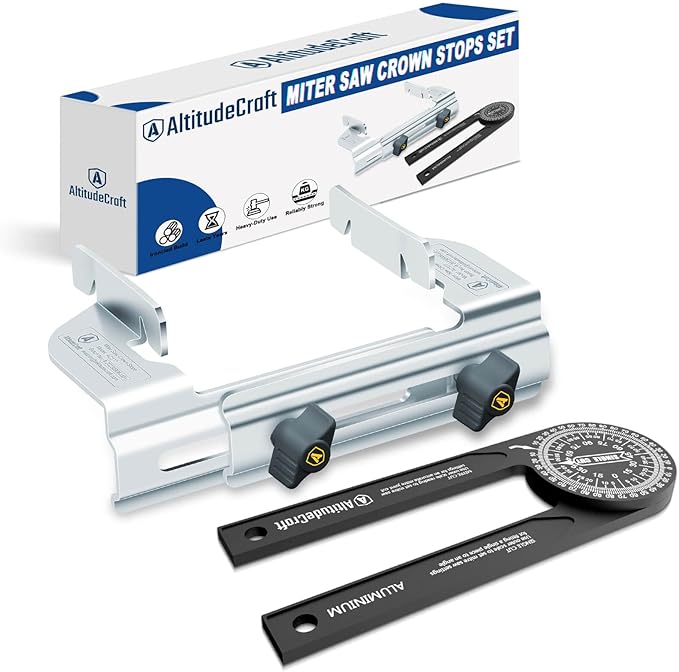 Miter Saw Crown Stops & Protractor Set – Precision Angle Tool Kit for Accurate Crown Molding, Trim, and Carpentry Work